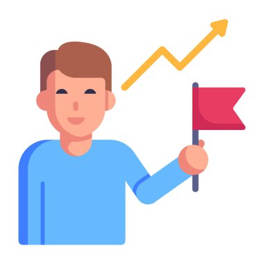 İşadamı bir işaretçi, vektör illüstrasyonlu