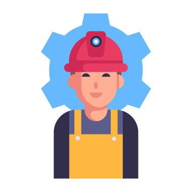 Kask vektör illüstrasyon tasarımı olan işçiler