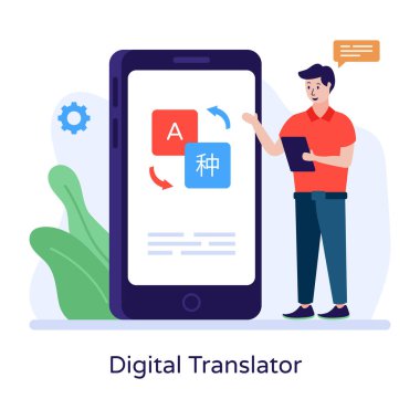 çevrimiçi çeviri vektör illüstrasyonu