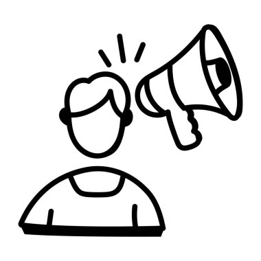 Megafon çizgisi biçim vektör illüstrasyon tasarımına sahip iş adamı