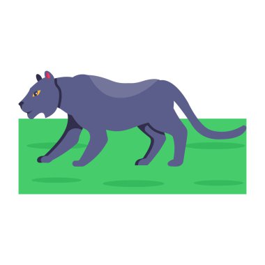 Beyaz arka planda izole edilmiş sevimli ve kızgın panter çizgi film vektör çizimi