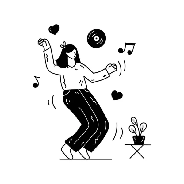 Ručně Kreslené Tančící Žena Vektorové Ilustrace — Stockový vektor