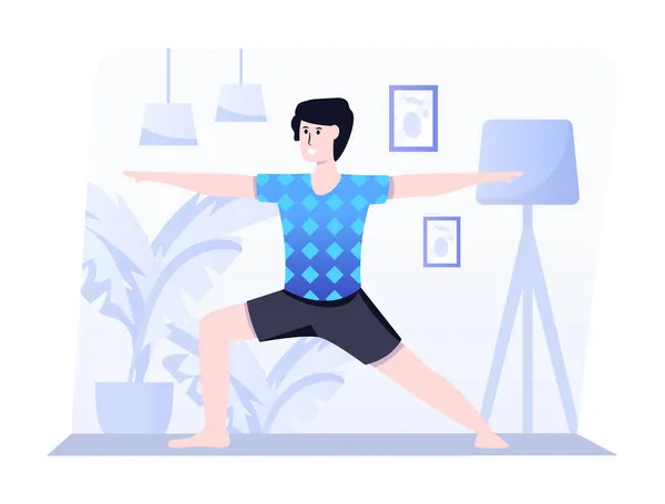 Hombre Haciendo Ejercicios Yoga Vector Ilustración Diseño — Vector de stock