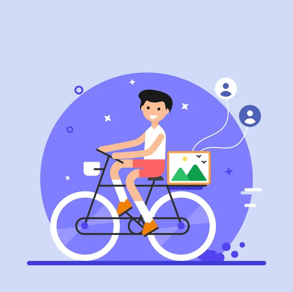 Hombre Montar Bicicleta Vector Ilustración Diseño — Vector de stock