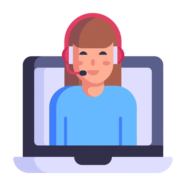 Frau Mit Headset Vektor Illustration Design — Stockvektor