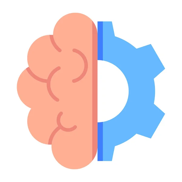 Gehirn Vektor Glyphen Flaches Symbol — Stockvektor