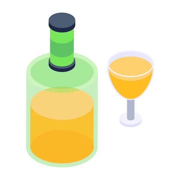 Ícone Bebida Alcoólica Isométrica Ícones Vetoriais Garrafa Tequila Para Web — Vetor de Stock