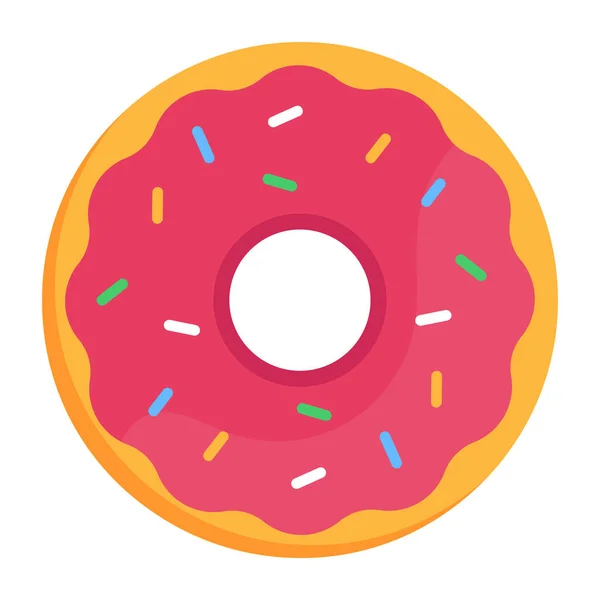 甜甜圈图标 白色背景上孤立的甜甜圈矢量图标的平面插图 — 图库矢量图片