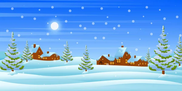 Paisaje Invernal Con Nieve Árboles — Vector de stock