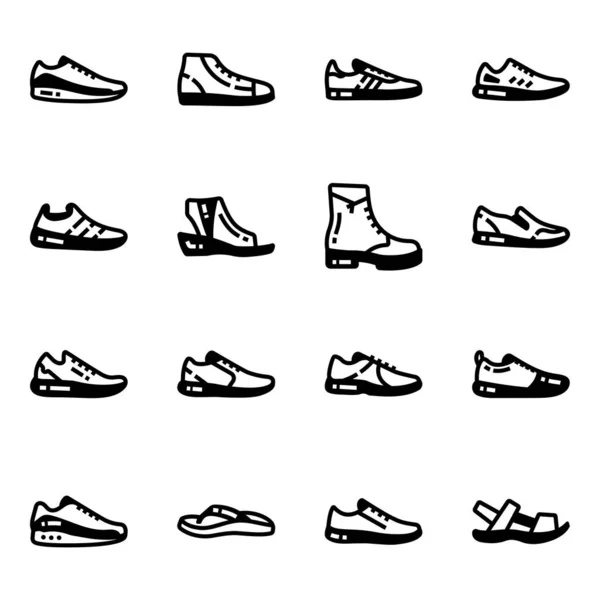 Schoeniconen Ingesteld Cartoon Illustratie Van Schoenen Vector Pictogram Voor Web — Stockvector