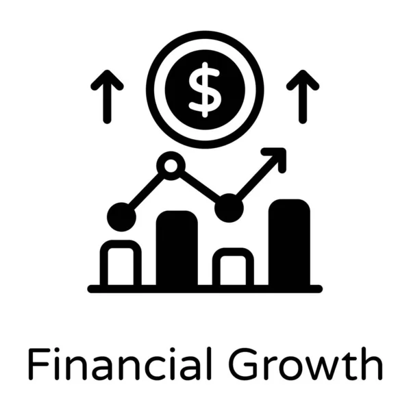 Graf Finančního Růstu Plochý Vektor Ikona — Stockový vektor