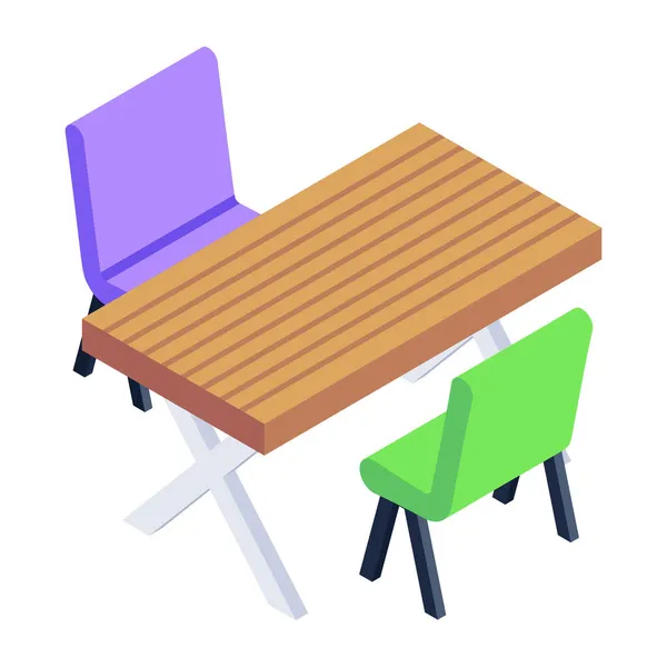 Τραπέζι Και Καρέκλες Πάγκος Web Εικονίδιο Απλή Απεικόνιση — Διανυσματικό Αρχείο