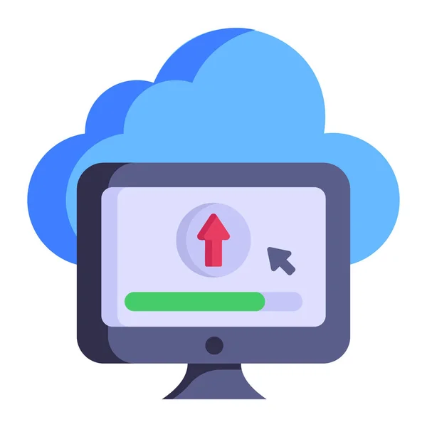 Monitor Mit Pfeil Cloud Computing Webikone — Stockvektor