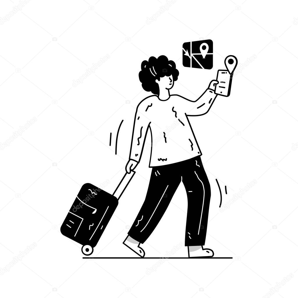 man with suitcase and briefcase vector illustration design