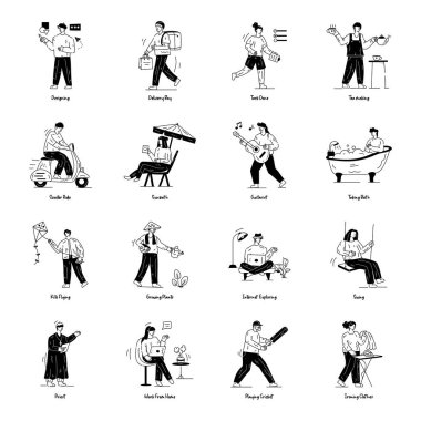 Çeşitli insan karakterlerinin vektör kümesi 