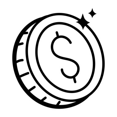 Dolar madeni para ikonu vektör illüstrasyon tasarımı