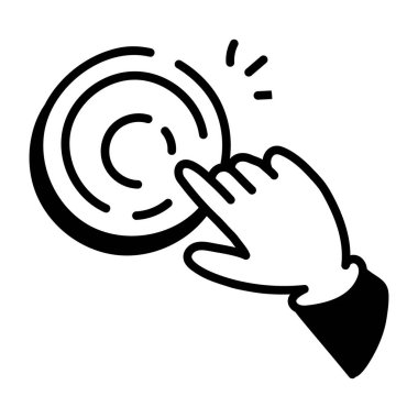 Tıklama simgesiyle el. Web için vektör simgelerinin özet çizimi