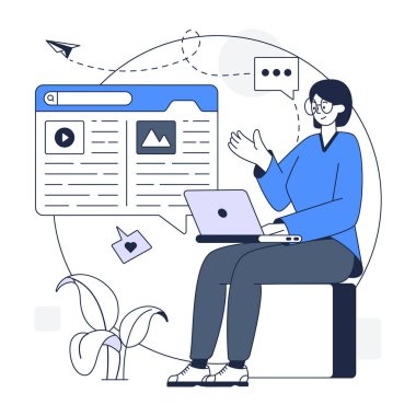 Simge tasarımı, vektör illüstrasyonlu çevrimiçi eğitim kavramı 