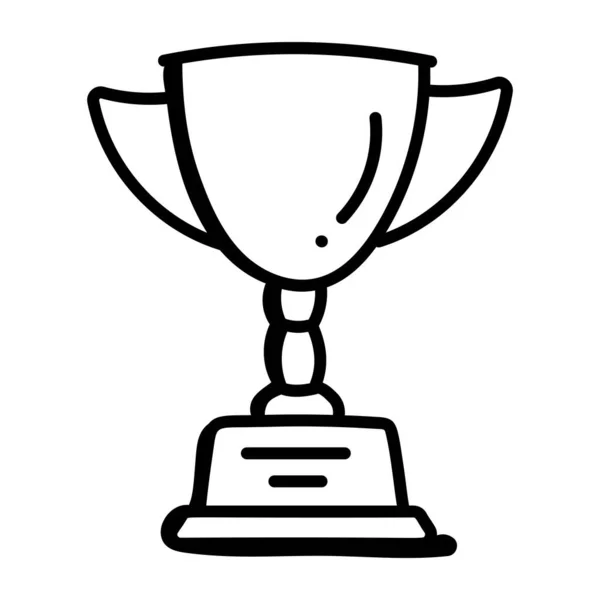 Line Drawing Cartoon Trophy — Stock Vector
