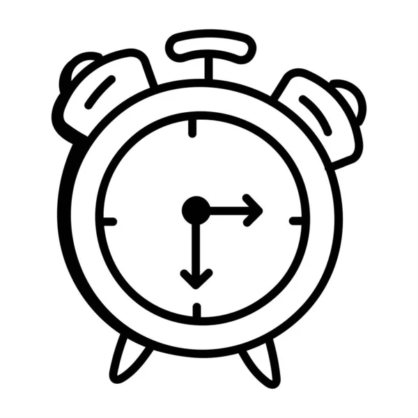 Alarm Clock Icon Outline Timer Vector Illustration Isolated White Background — стоковый вектор