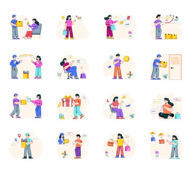 Bir grup vektör insan, illüstrasyon, düz tasarım kavramı