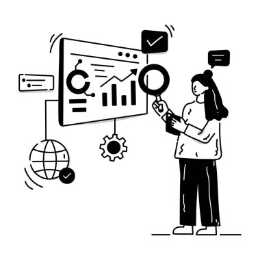 SEO Analitik karikatür, vektör illüstrasyonu