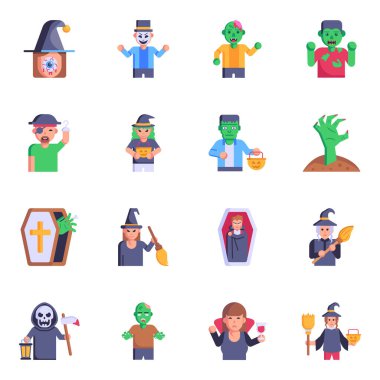 Cadılar Bayramı simgeleri dizisi. 