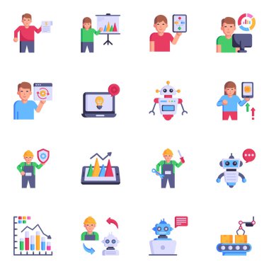 iş ve finans daire simgeleri ayarlandı. vektör illüstrasyonu