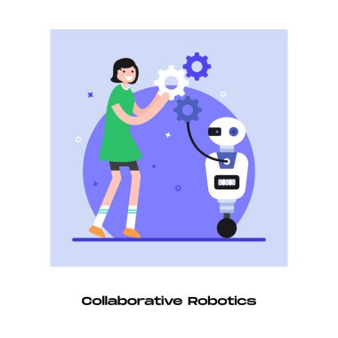 Ortak Robotik karikatür, vektör illüstrasyonu