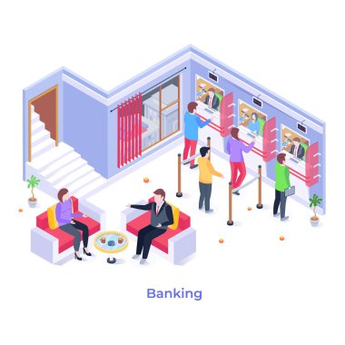 Bankacılık karikatürü, vektör çizimi