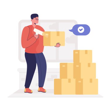 Barkod Tarayıcı karikatürü, vektör illüstrasyonu