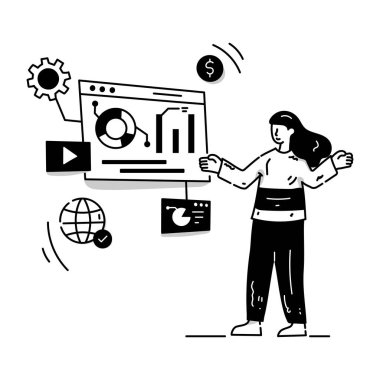 Çift Analiz karikatürü, vektör illüstrasyonu