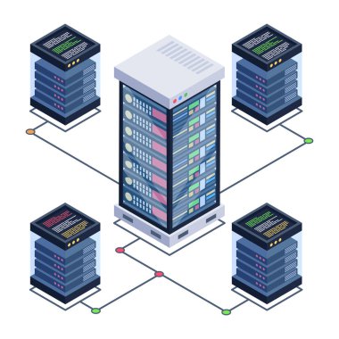 sunucu odası simgesi, veritabanı konsepti, vektör illüstrasyon tasarımı
