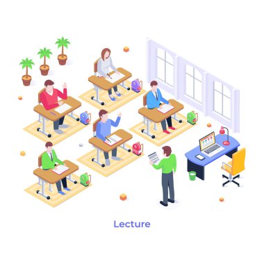 Lecture cartoon, vector illustration