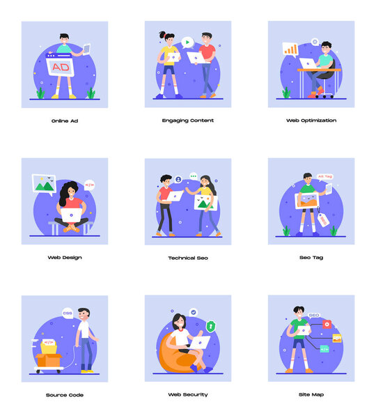 set of vector flat icons for web design 