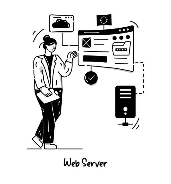 Web Server Cartoon Vector Illustration — Stockvector