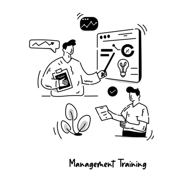 Management Training Cartoon Vector Illustration —  Vetores de Stock