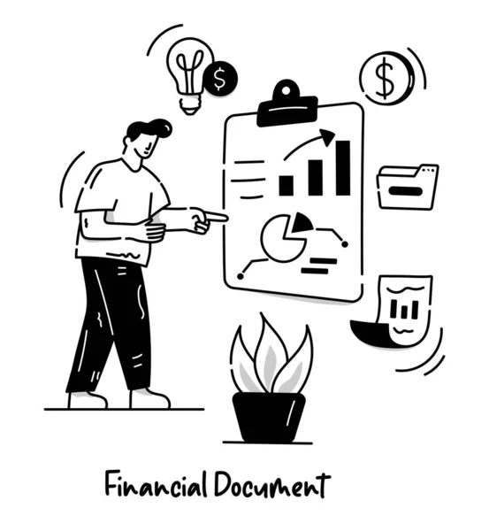 Financieel Document Cartoon Vector Illustratie — Stockvector
