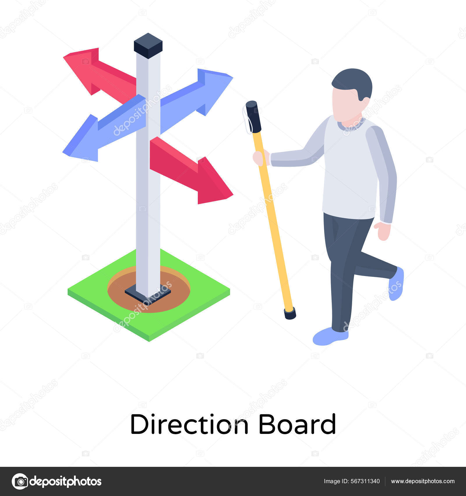 Direction Board Cartoon Vector Illustration Vector de stock #567311340 ...