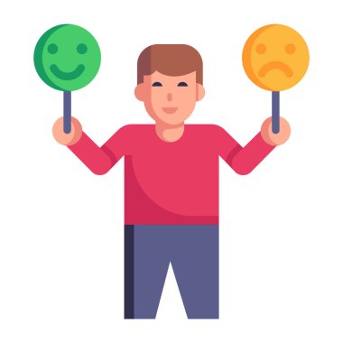 Ruh hali karikatürü, vektör illüstrasyonu