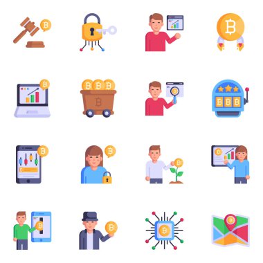 Web ve mobil uygulamalar, bitcoin madenciliği için iş düzeyi simgeleri ayarlandı 