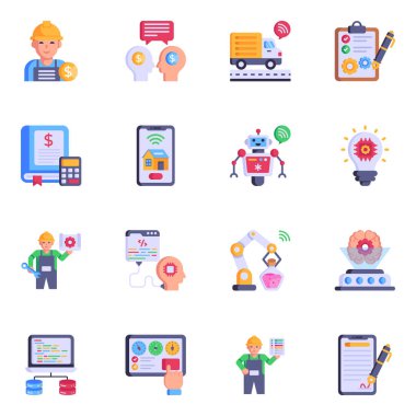 geliştirme, pazarlama, sunum, web, mobil, uygulamalar için iş düzeyi simgeleri.