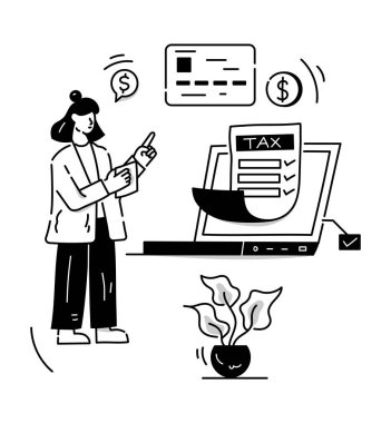 Vergi Biçimi karikatürü, vektör illüstrasyonu