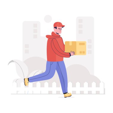 Delivery Boy cartoon, vector illustration