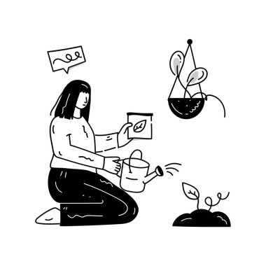 Bahçe karikatürü, vektör illüstrasyonu