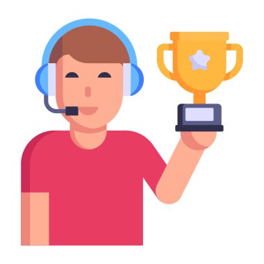 Oyun Galibi çizgi filmi, vektör illüstrasyonu