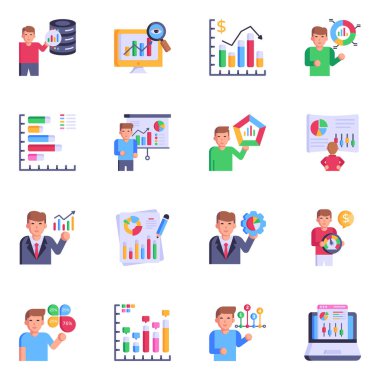 Veri İstatistikleri Düz Simgeleri Paketi