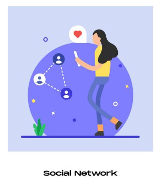 Sosyal Ağ çizgi filmi, vektör illüstrasyonu