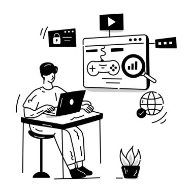 Oyun Deneme karikatürü, vektör illüstrasyonu