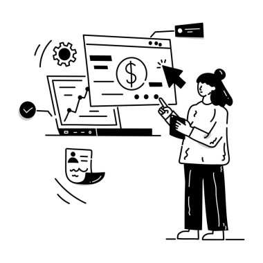 PPC karikatürü, vektör illüstrasyonu